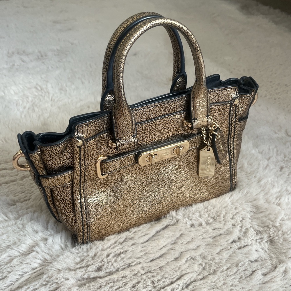Coach Shimmering Gold Textured Bag